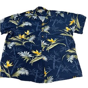 Paradise Found Men's Midnight Bamboo Navy Hawaiian Shirt 3X  Magnum PI‎  USA